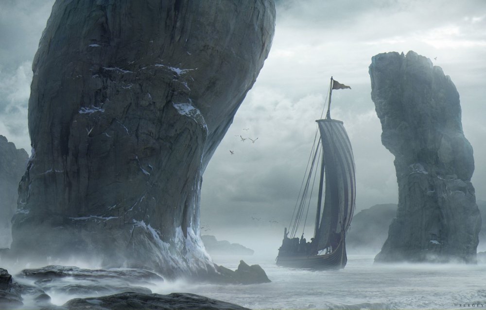 Одинокий корабль в море