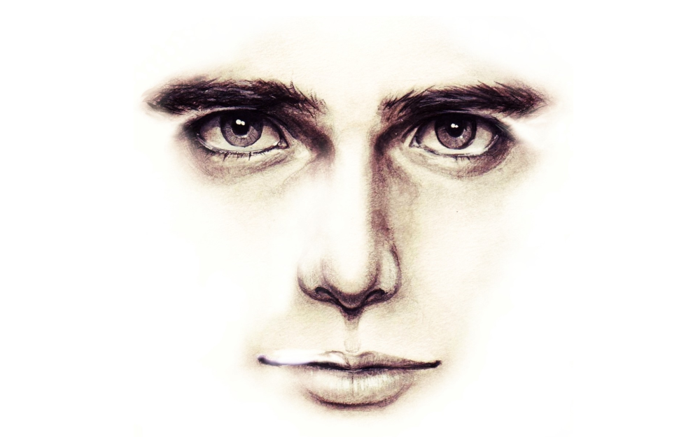 Мужские глаза на белом фоне