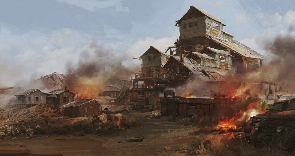 Горящая деревня арт Иран