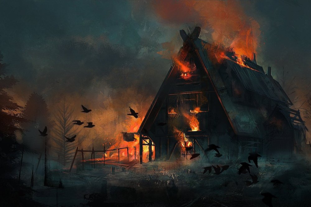 Разрушенная деревня арт