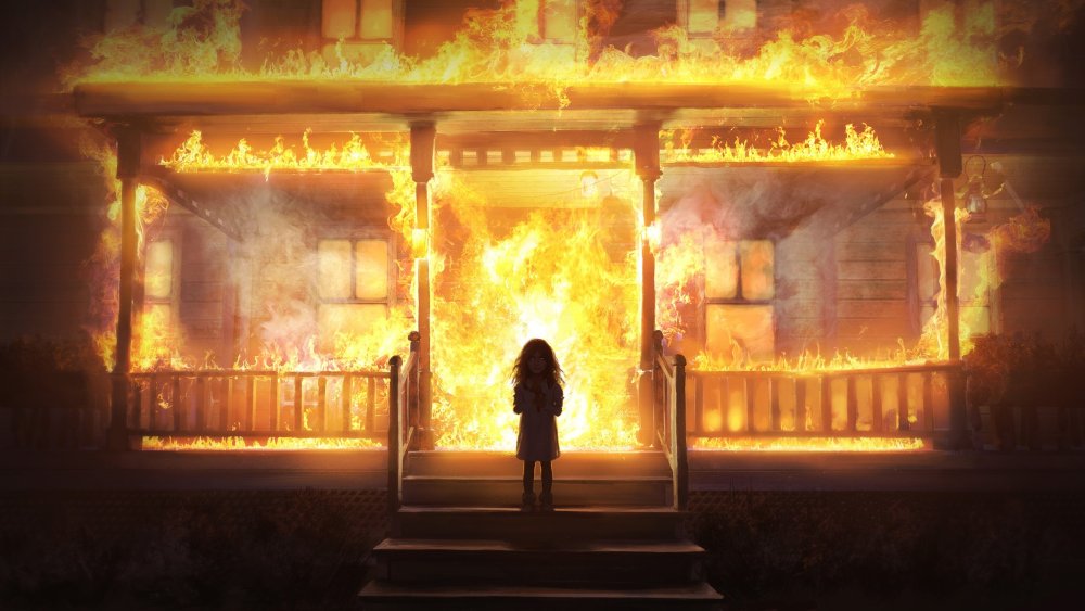 Горящий дом арт