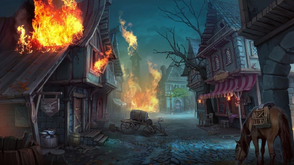 Горящий дом арт