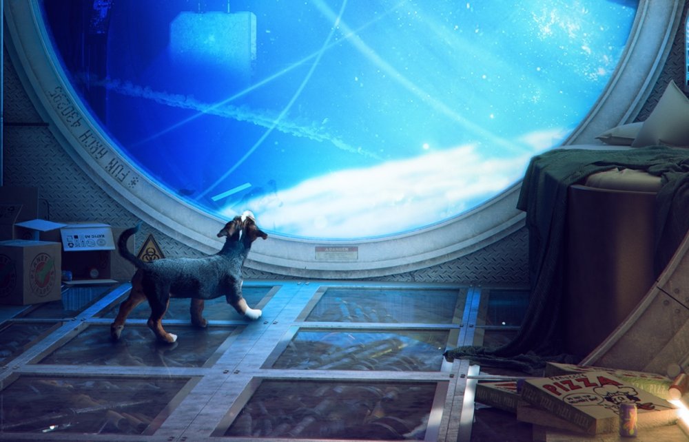 Треснутый иллюминатор в космосе