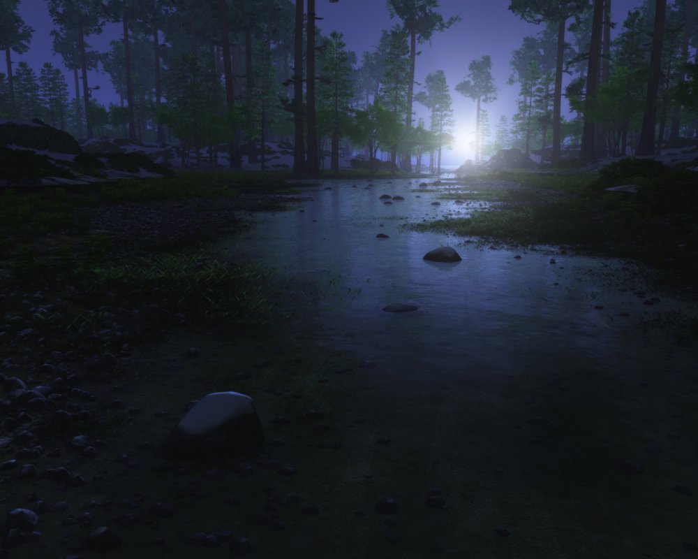 Ночь река лес