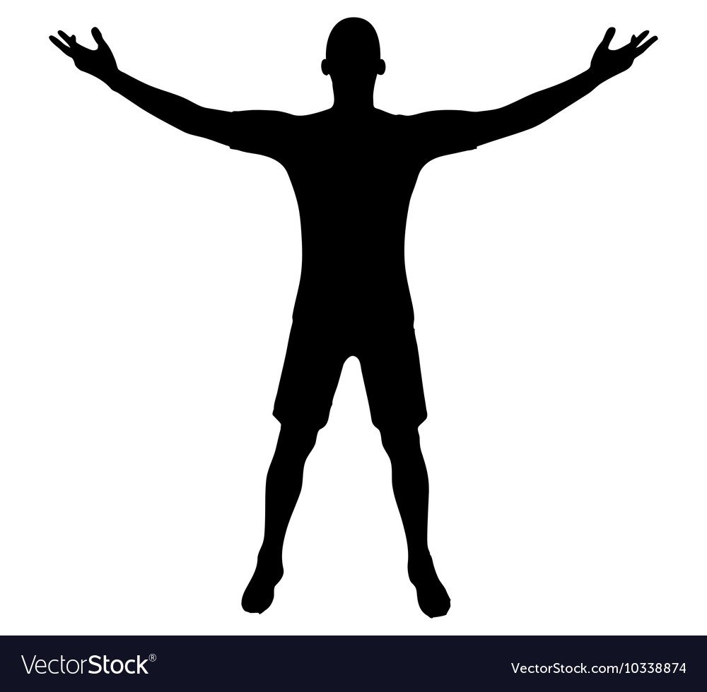 Человек в полный рост с распростертыми руками