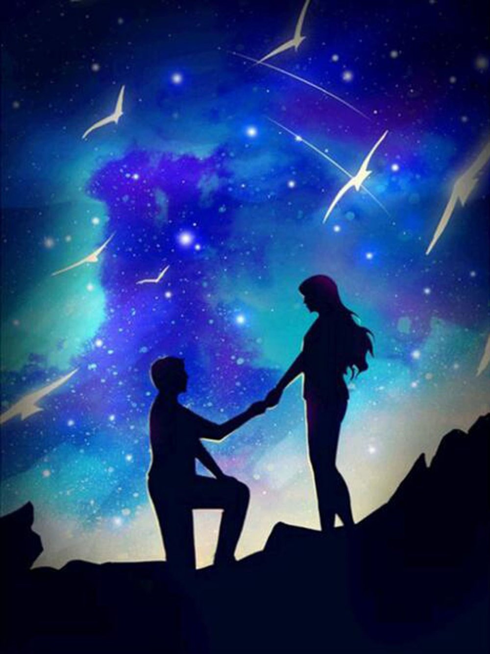 Влюбленные на фоне Луны