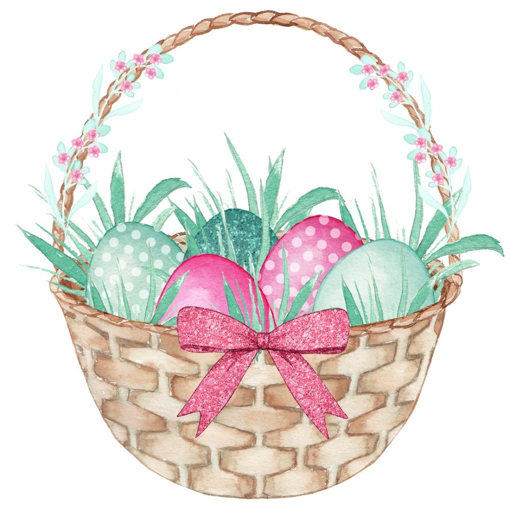 Пасхальный декор. Яйца, кролики, лукошко