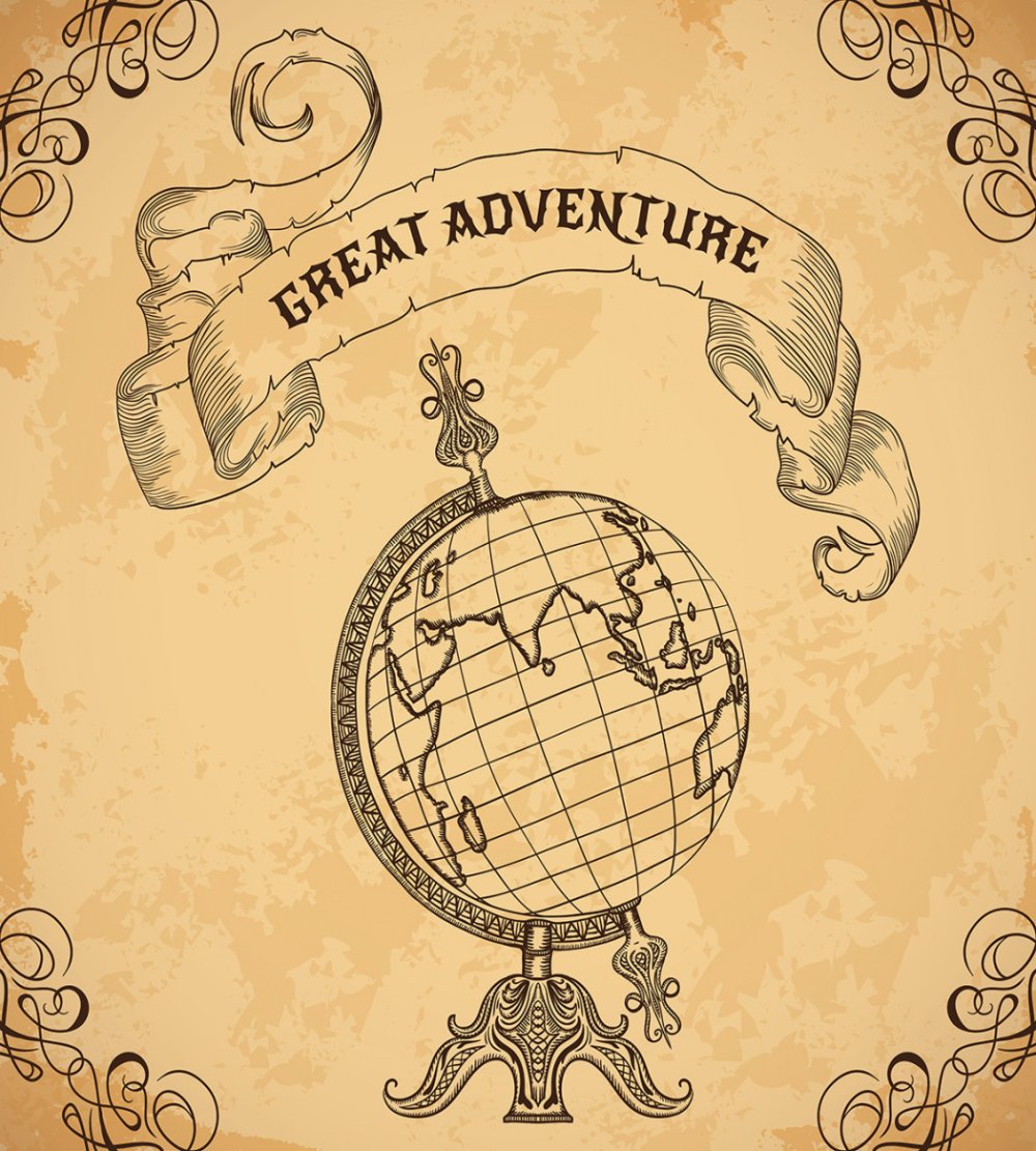 Глобус ретро рисунок