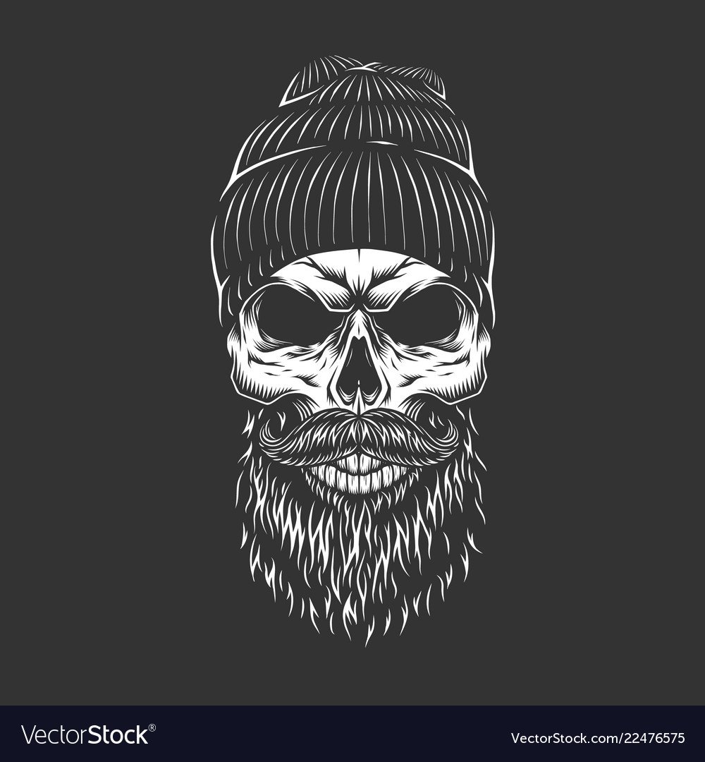 Череп с бородой в очках