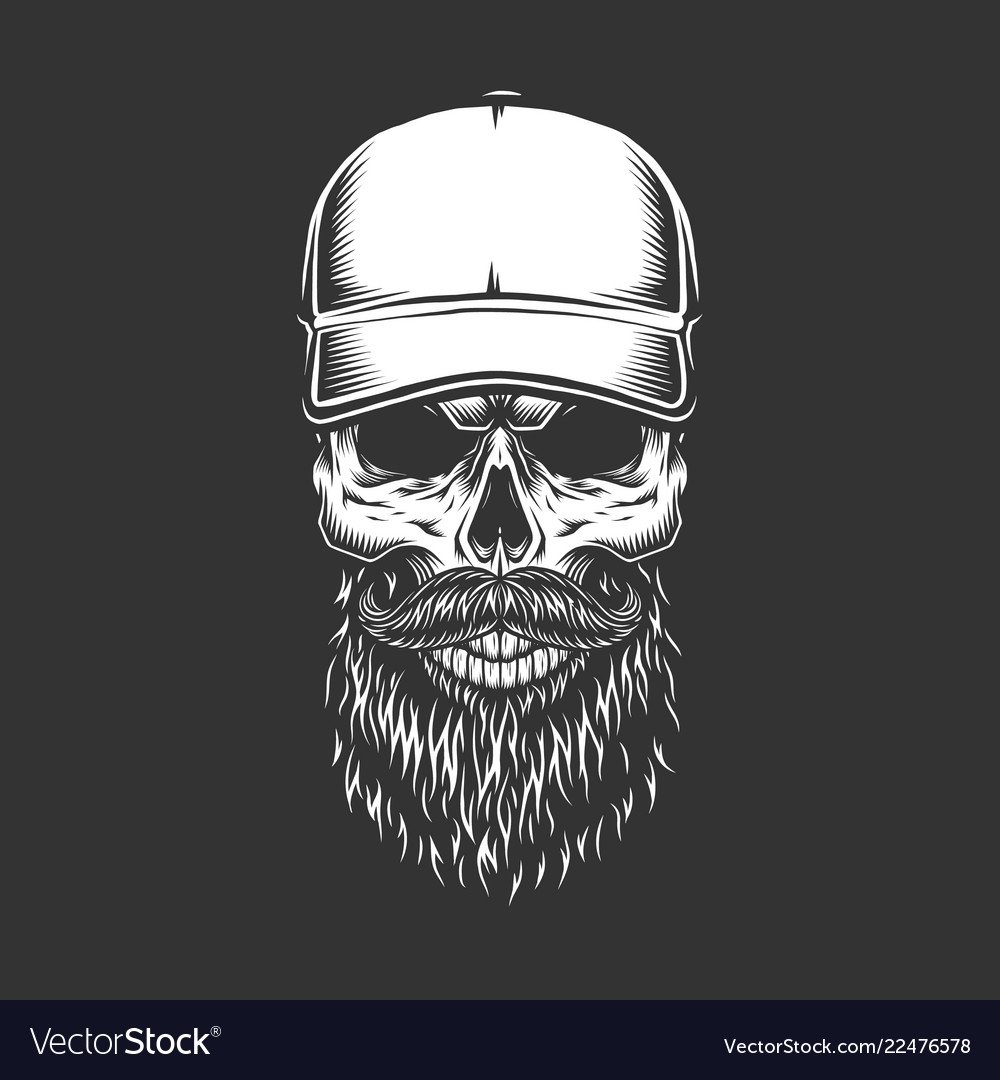 Череп в кепке с бородой