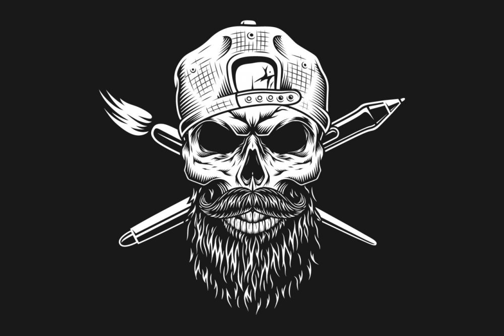 Тату череп с бородой