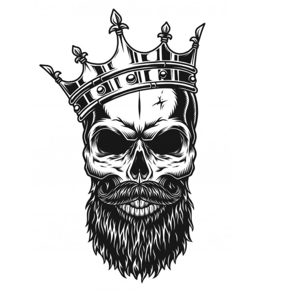 Череп с прической и бородой