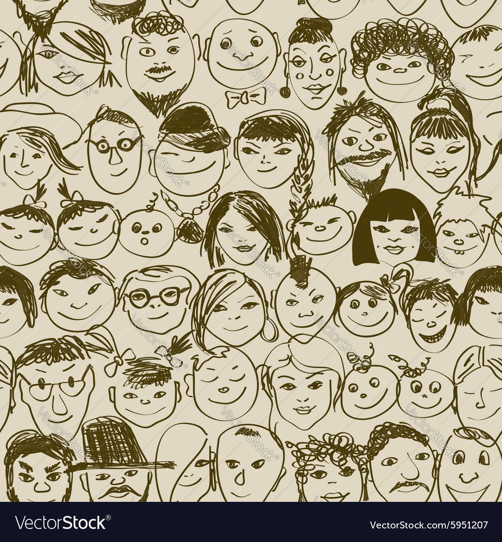 Много нарисованных лиц