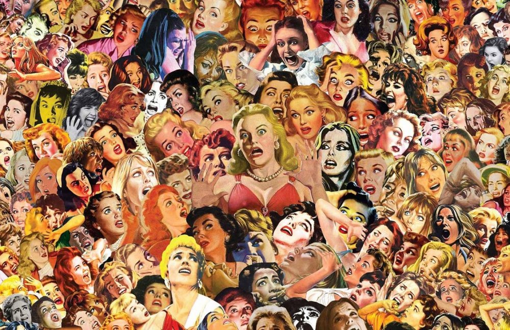 Много женских лиц