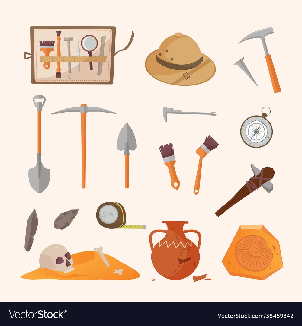 Инструменты для раскопок нарисованные