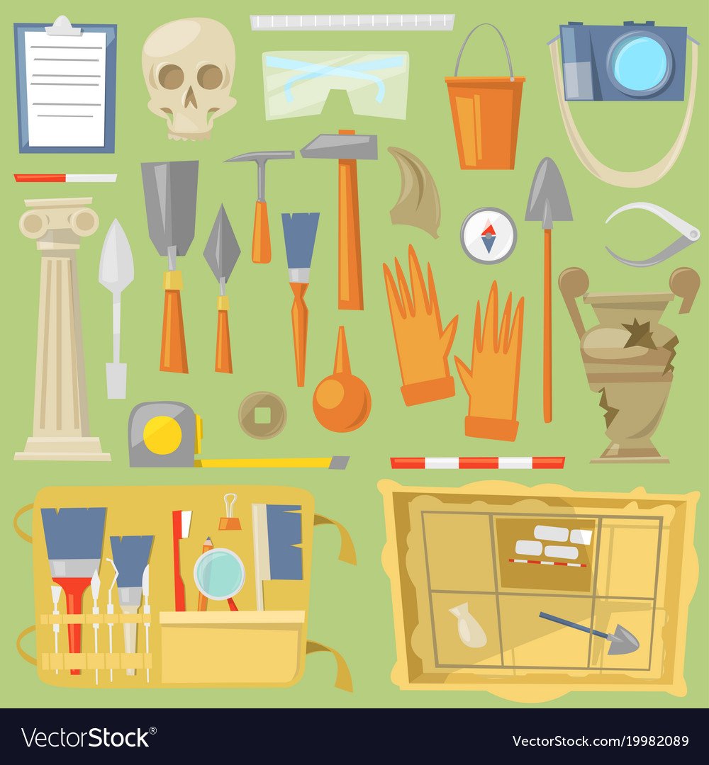 Инструменты археологов иллюстрации