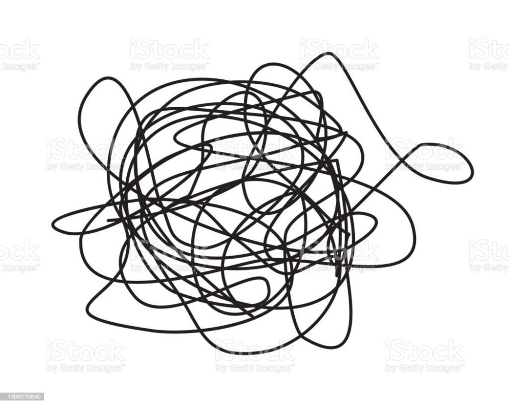Запутанные нитки на белом фоне