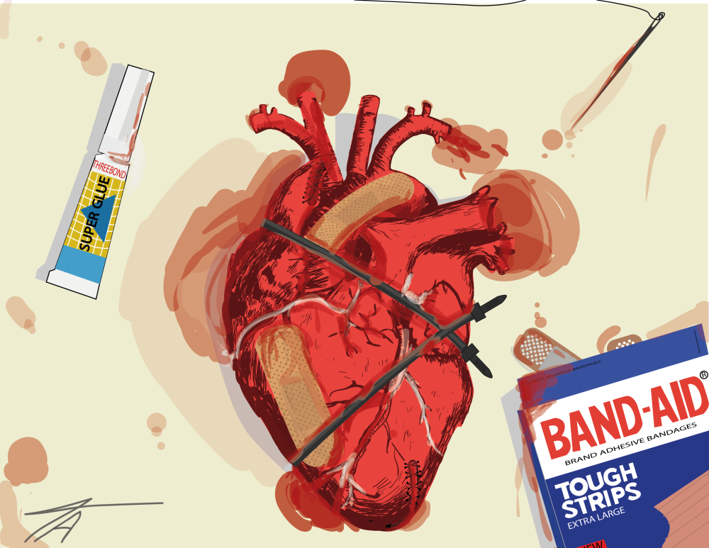 Настоящее сердце на черном фоне