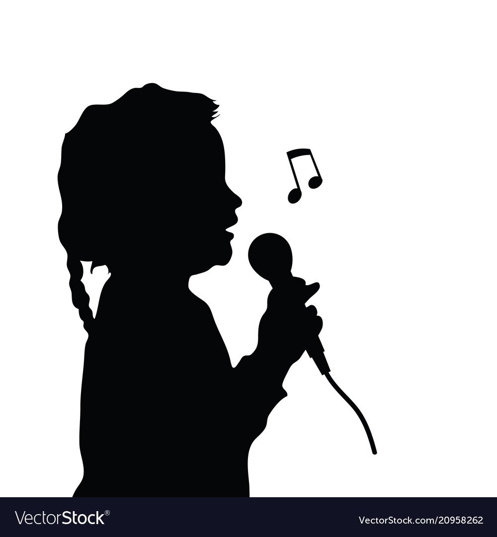 Силуэт девочки с микрофоном