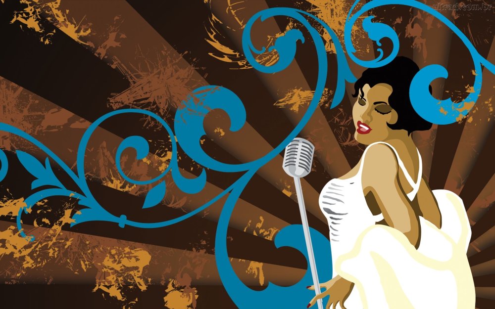 Блондинка поет