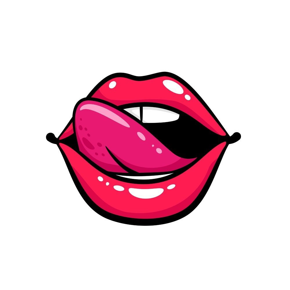 Женские губы язык на бок