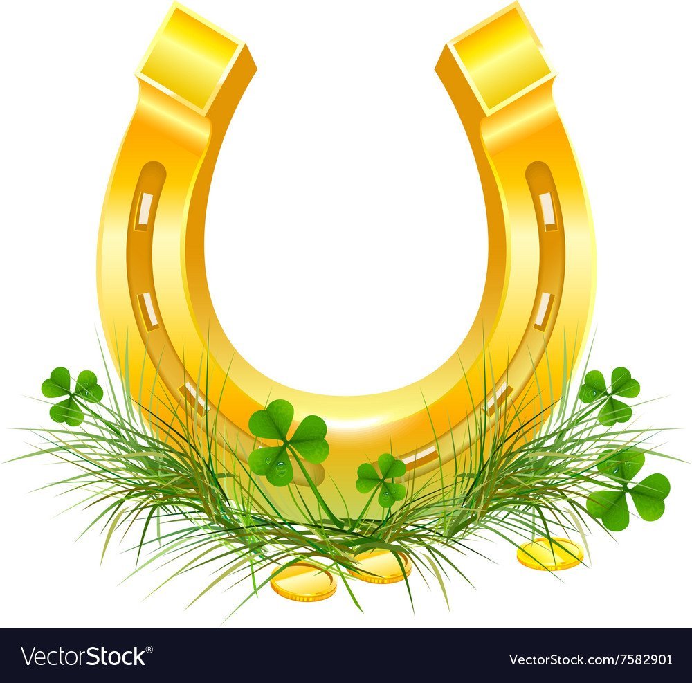 Подкова на фоне клевера