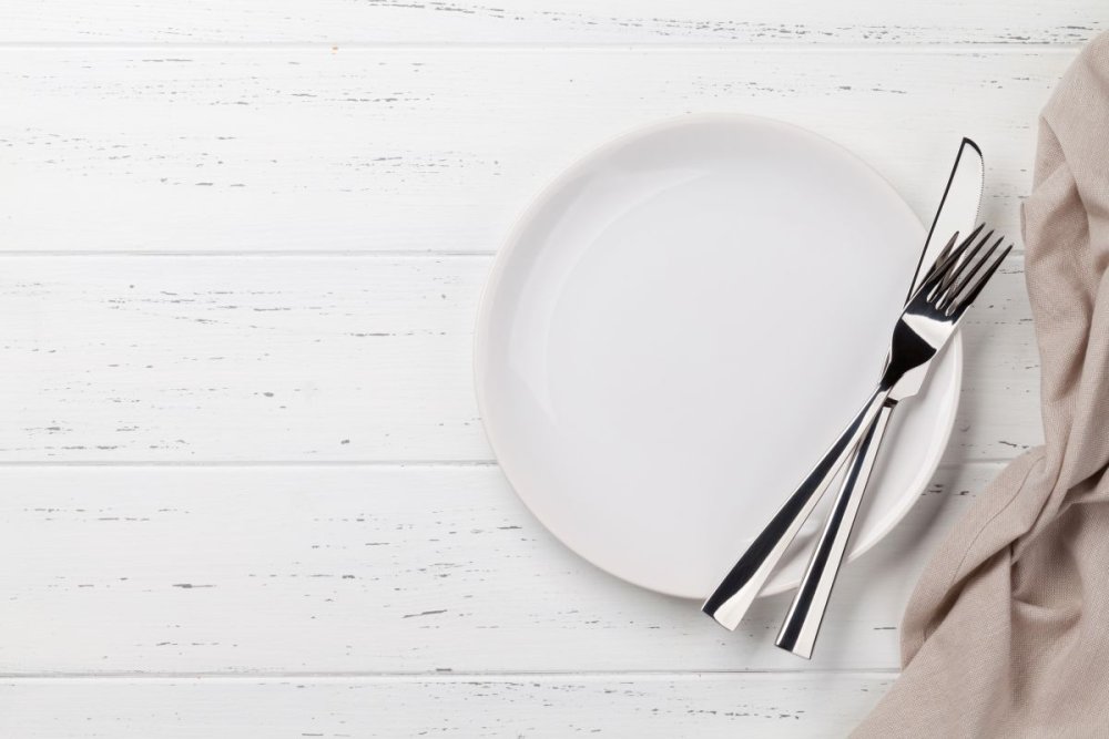 Тарелка с приборами вид сверху