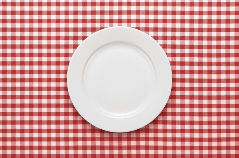 Тарелка на столе сверху