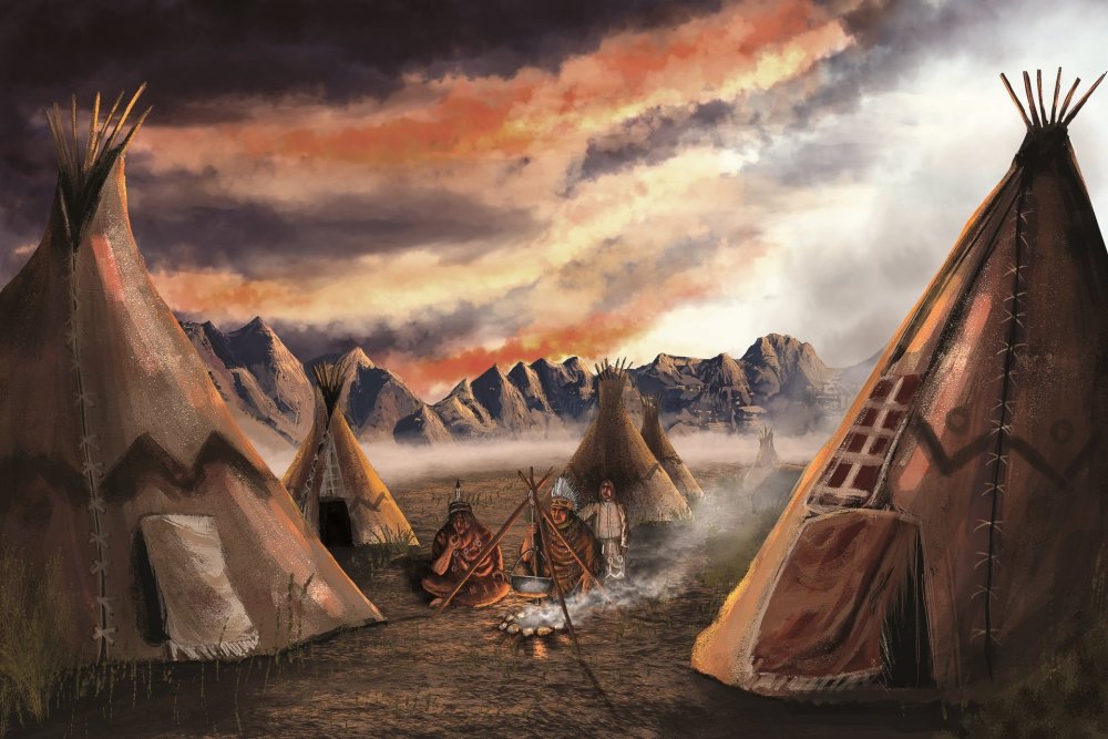 Индеец вигвам дикий Запад