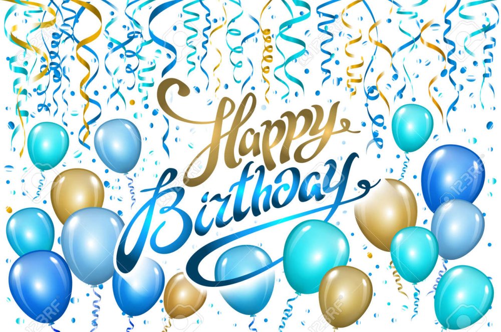 Голубой баннер с днем рождения