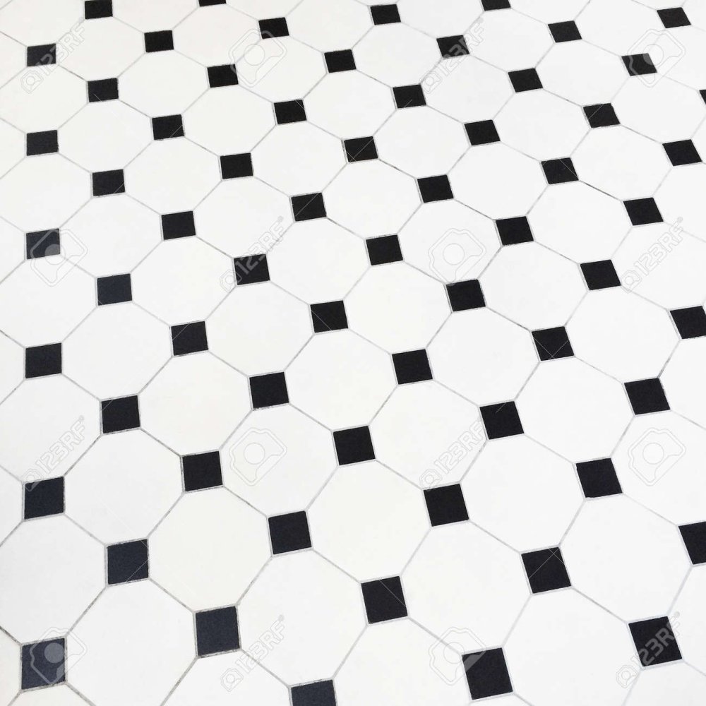 Плитка белая с черными квадратиками