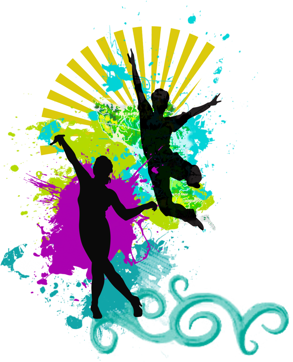 Цветные силуэты танцоров