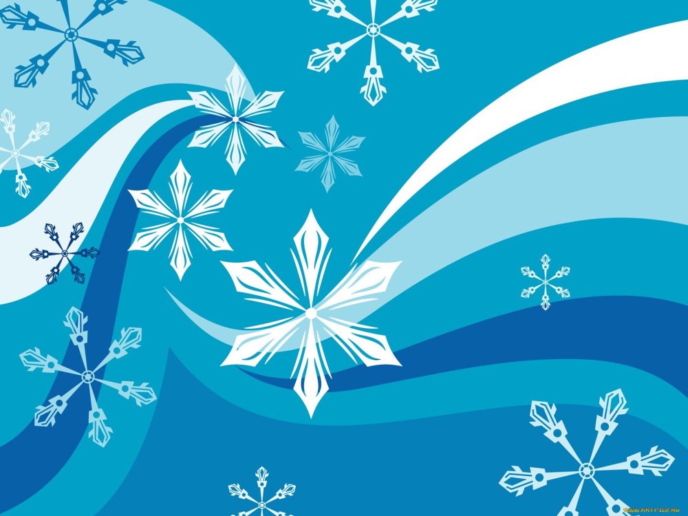 Голубой фон со снежинками