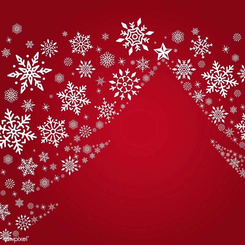 Красный новогодний фон со снежинками