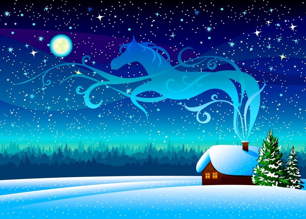 Новогодний пейзаж детский