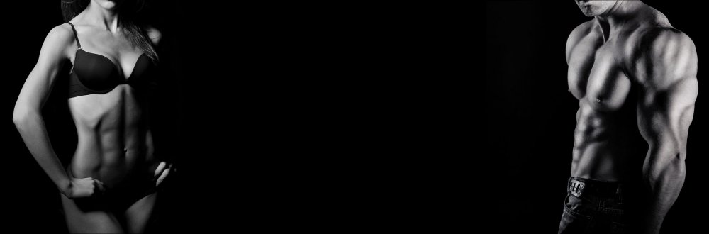 Фитнес пара на черном фоне