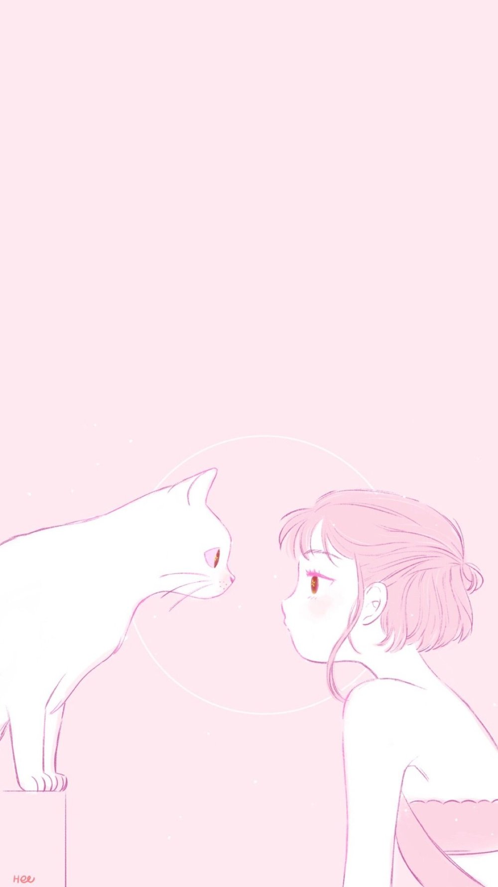 Котик на розовом фоне арт