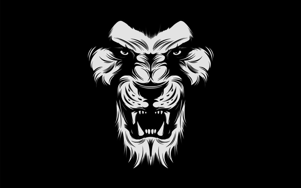 Белый медведь на черном фоне