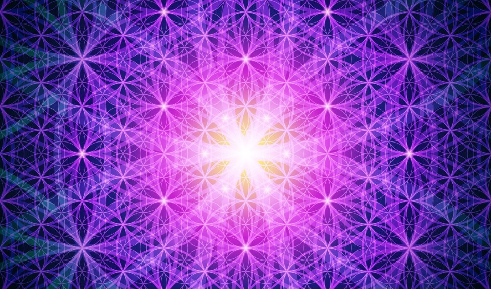 Цветок жизни на фиолетовом фоне