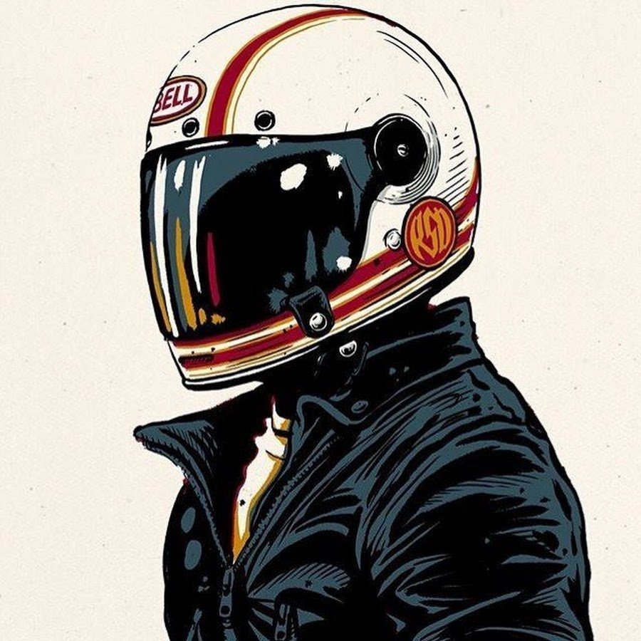 Мотоциклист в шлеме арт