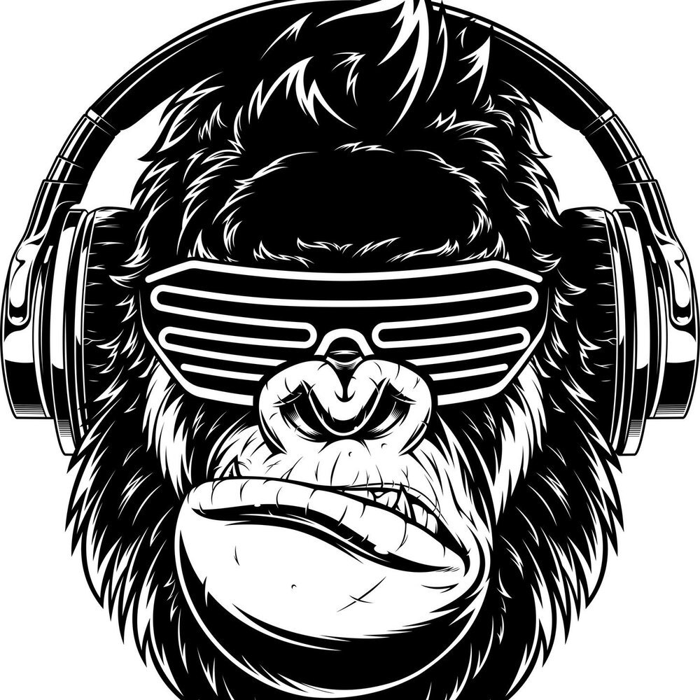 Обезьянка горилаз в наушниках