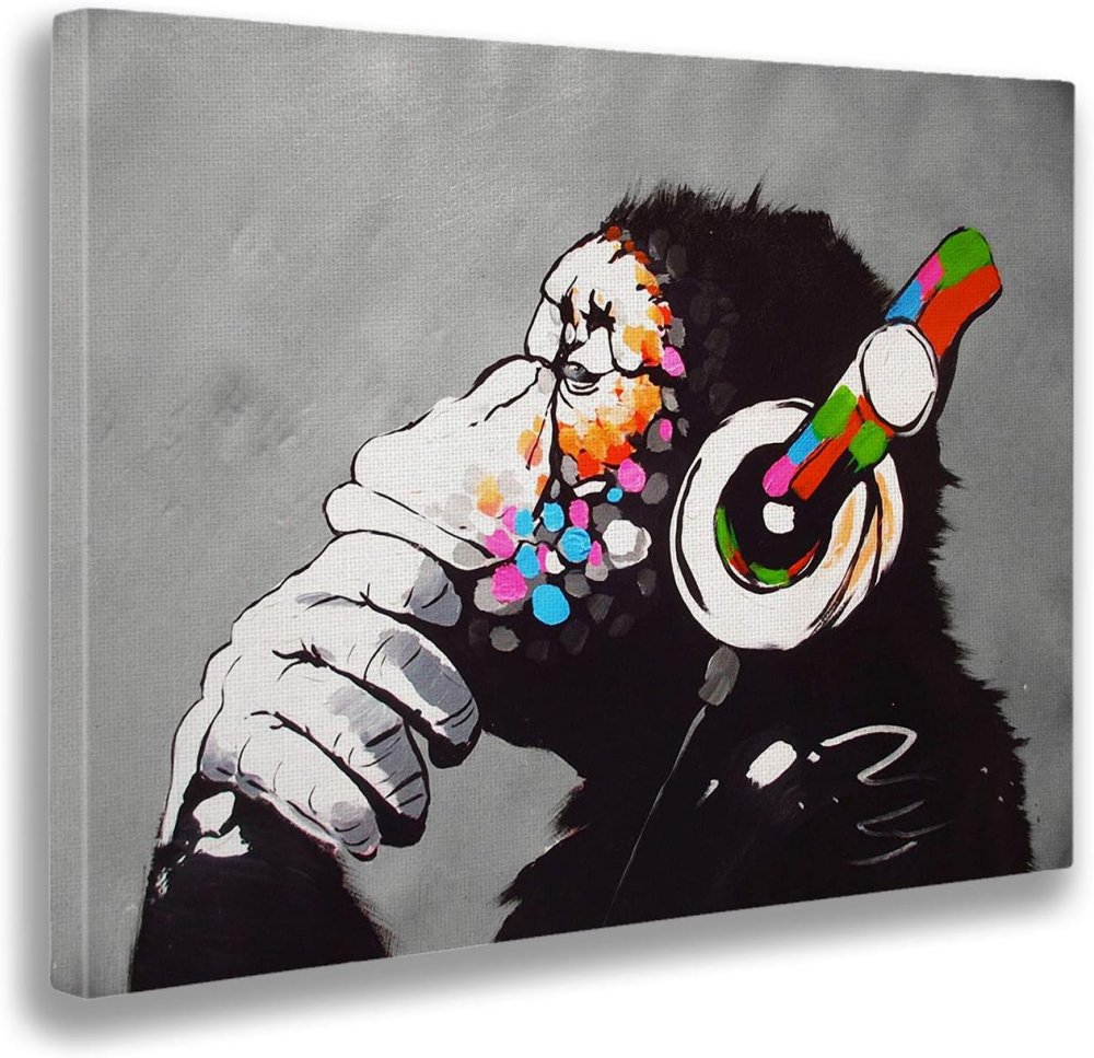 Картина обезьяна в наушниках