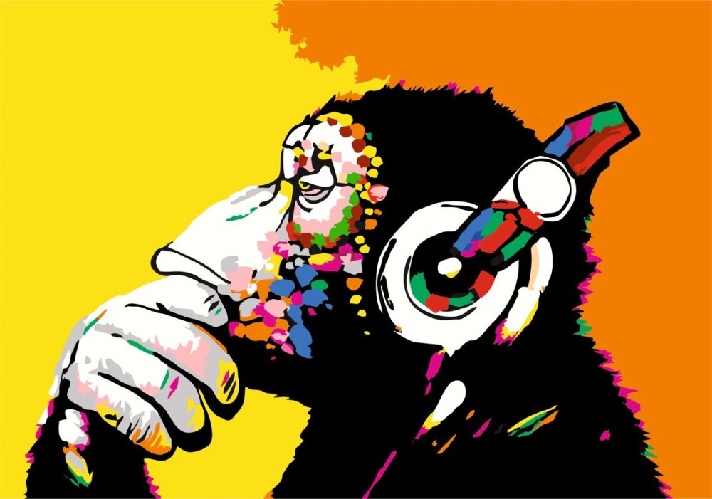 Обезьяна в наушниках