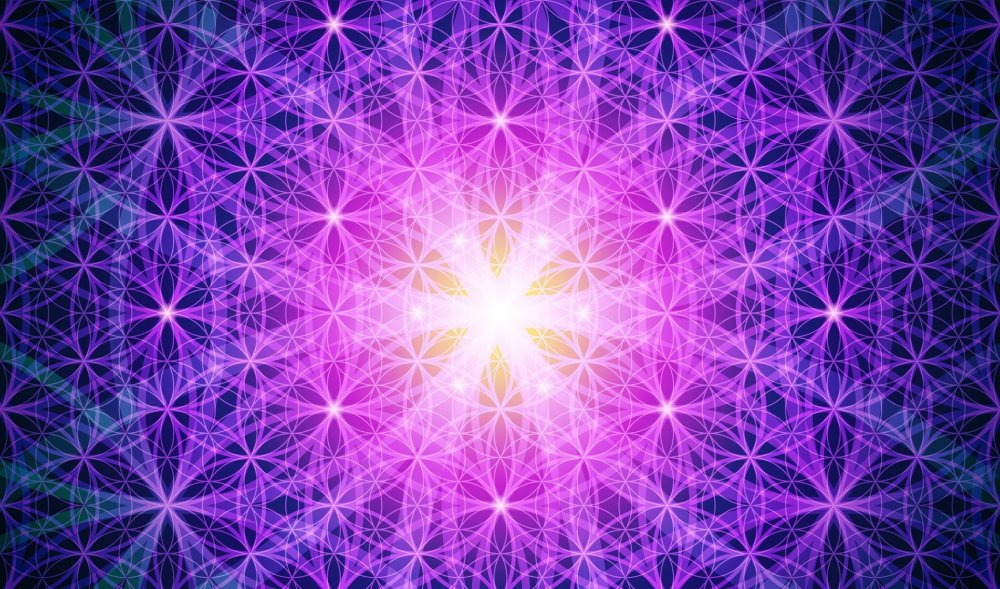 Цветок жизни на сиреневом фоне