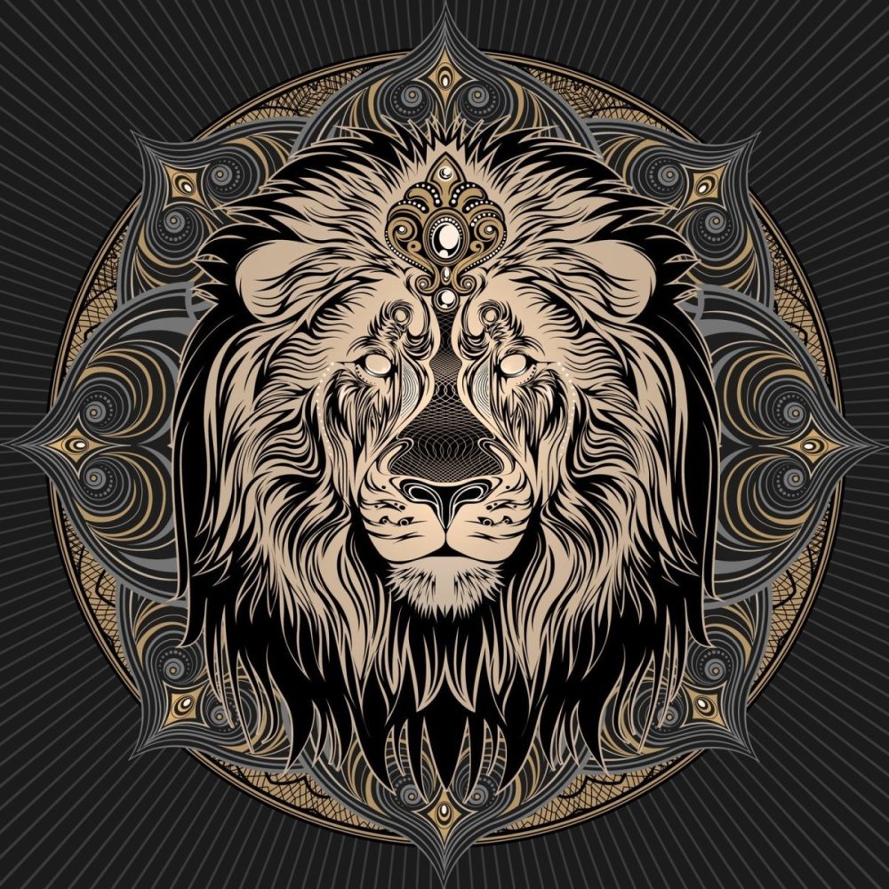 Тотемное животное тигр Мандала белый