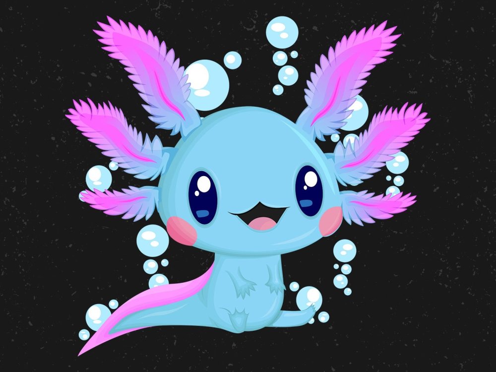 Blue Axolotl Art cute