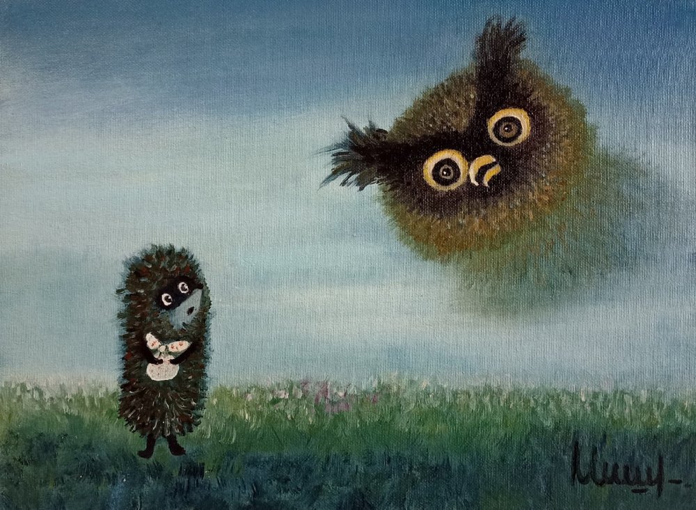 Картина Ежик в тумане маслом
