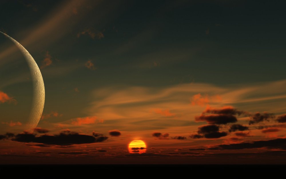 Оранжевая Луна на небе