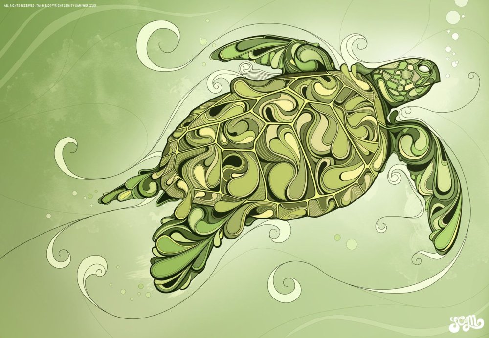 Морская черепаха арт джунгли