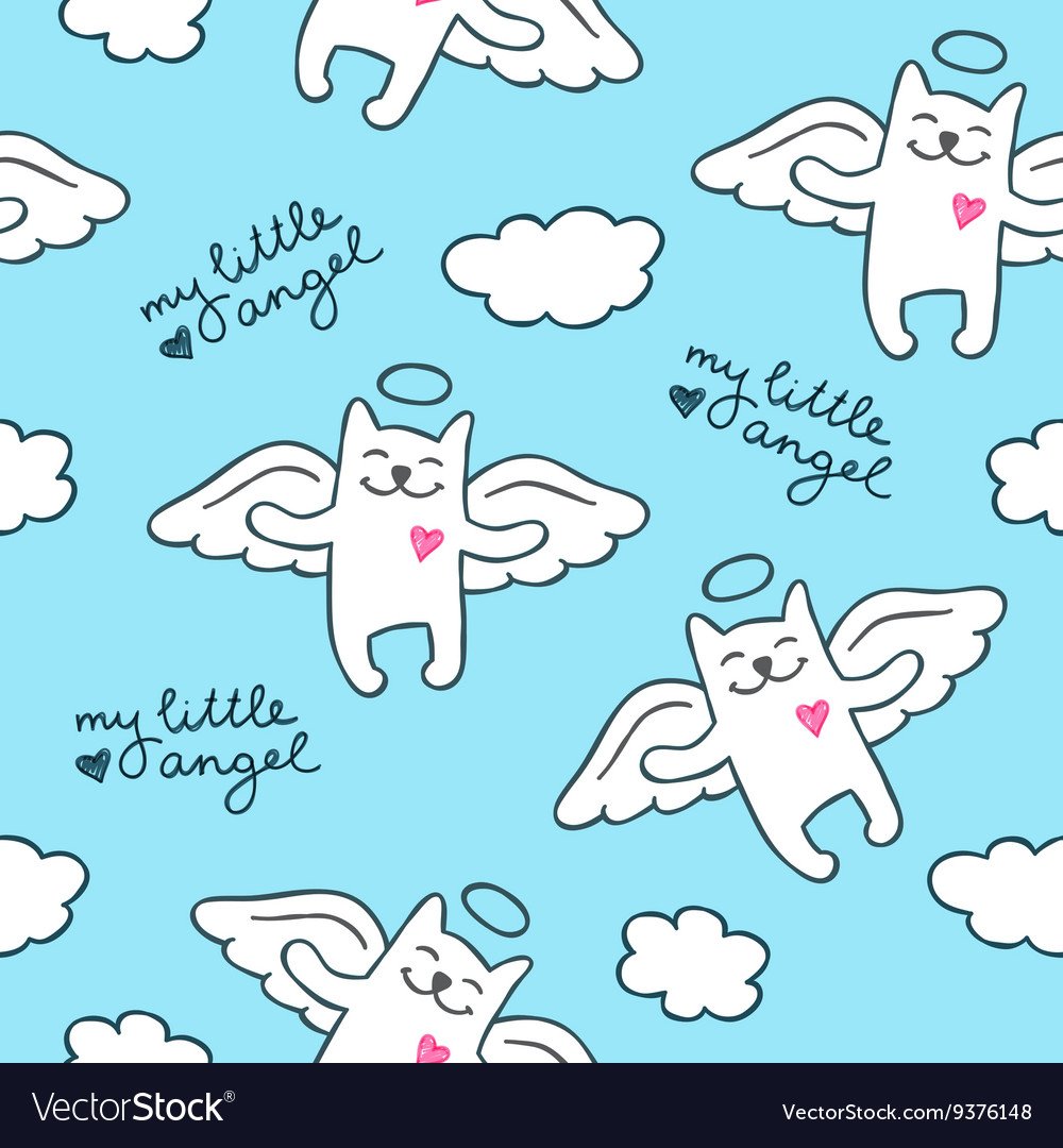 Кот ангел вектор